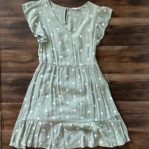 Sage green polka dot dress
